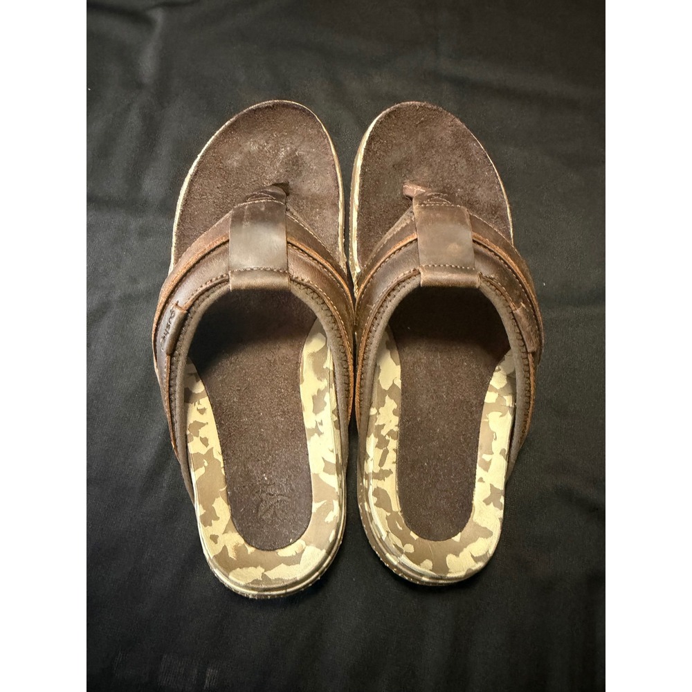 Cushe Umo Mens Leather Thong Sandals Brown Comfort Flip Flops US 11 EU 44 GUC